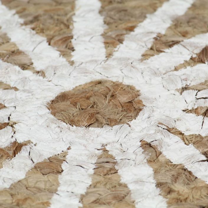 Tapis fait à la main Jute avec imprimé blanc 120 cm - Photo n°3