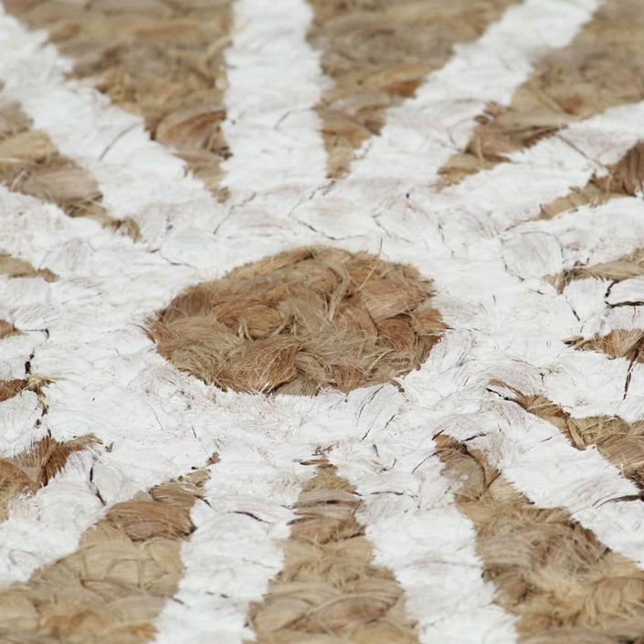 Tapis fait à la main Jute avec imprimé blanc 150 cm - Photo n°3