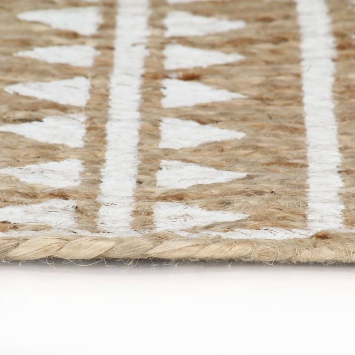 Tapis fait à la main Jute avec imprimé blanc 150 cm 2 - Photo n°5