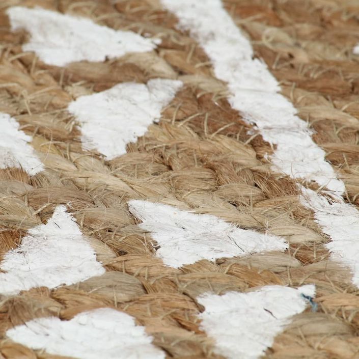 Tapis fait à la main Jute avec imprimé blanc 90 cm 2 - Photo n°3