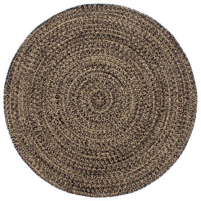 Tapis fait à la main Jute Noir et marron 210 cm - Photo n°1