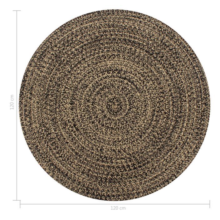 Tapis fait à la main Jute Noir et naturel 120 cm - Photo n°5