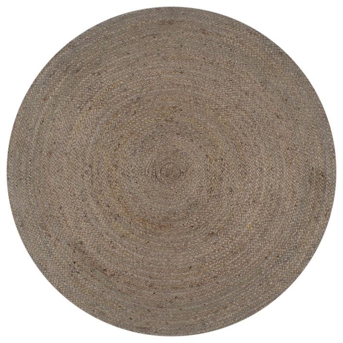 Tapis fait à la main Jute Rond 120 cm Gris - Photo n°1