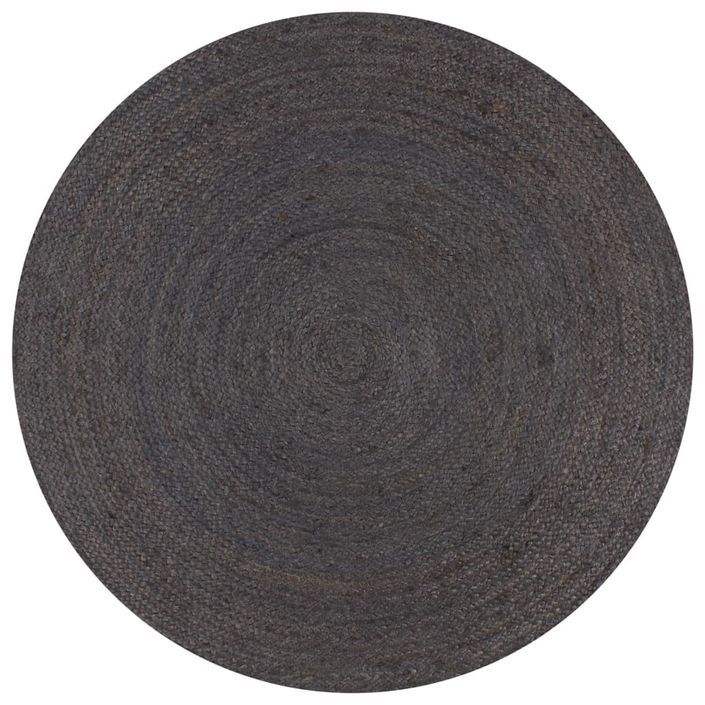 Tapis fait à la main Jute Rond 120 cm Gris foncé - Photo n°1