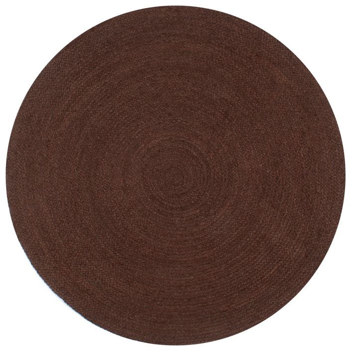 Tapis fait à la main Jute Rond 120 cm Marron - Photo n°1