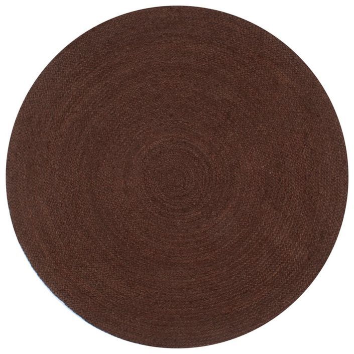 Tapis fait à la main Jute Rond 150 cm Marron - Photo n°1