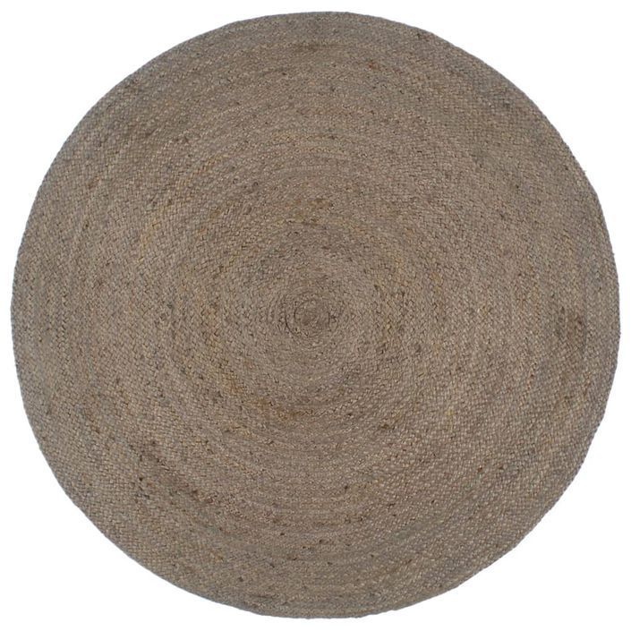 Tapis fait à la main Jute Rond 180 cm Gris - Photo n°1