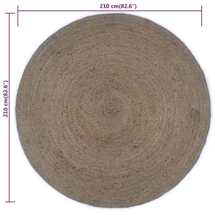 Tapis fait à la main Jute Rond 210 cm Gris - Photo n°6