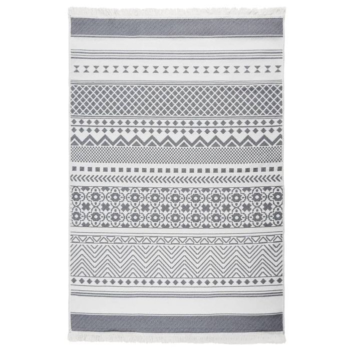 Tapis Gris et blanc 160x230 cm Coton - Photo n°1