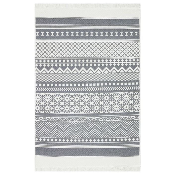 Tapis Gris et blanc 160x230 cm Coton - Photo n°2