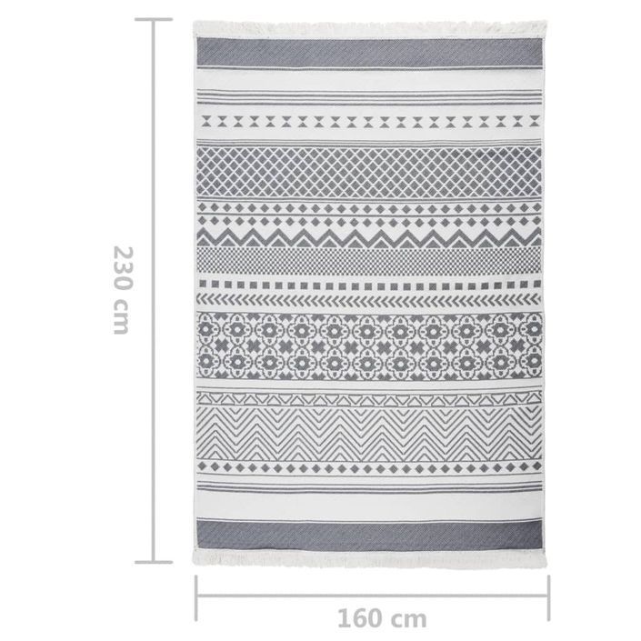 Tapis Gris et blanc 160x230 cm Coton - Photo n°7