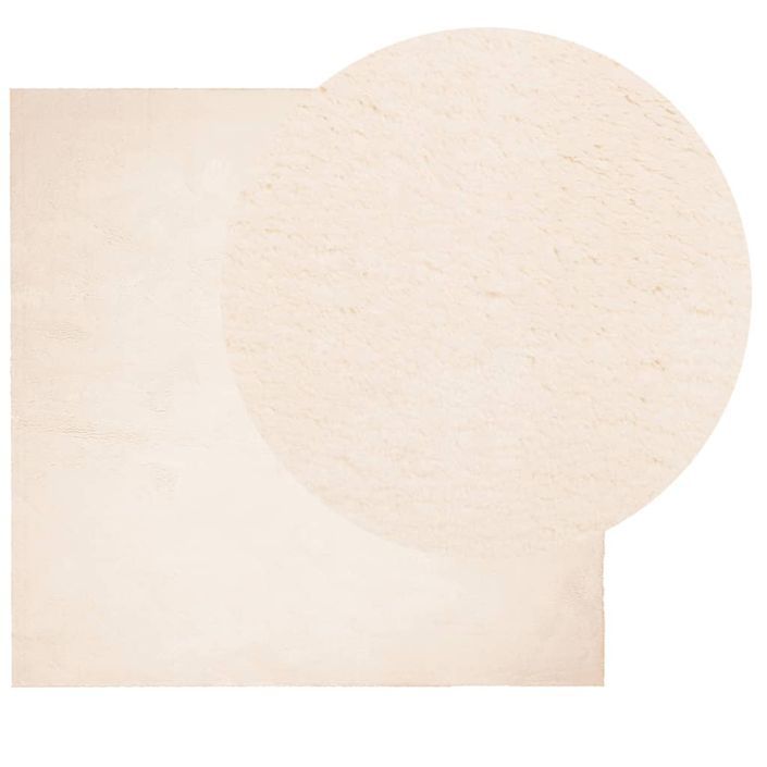 Tapis HUARTE à poils courts doux et lavable beige 120x120 cm - Photo n°3