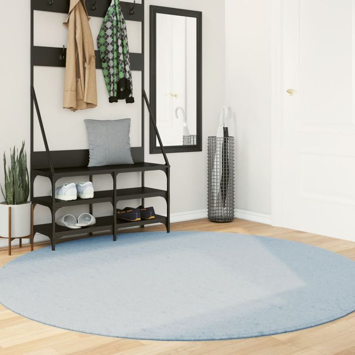 Tapis HUARTE à poils courts doux et lavable bleu Ø 200 cm - Photo n°2