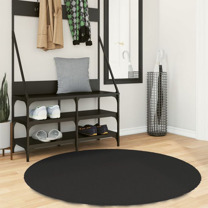 Tapis HUARTE à poils courts doux et lavable noir Ø 120 cm - Photo n°2