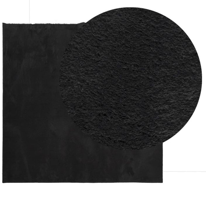 Tapis HUARTE à poils courts doux et lavable noir 120x120 cm - Photo n°3