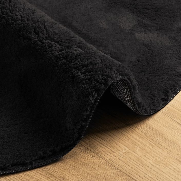 Tapis HUARTE à poils courts doux et lavable noir Ø 160 cm - Photo n°6