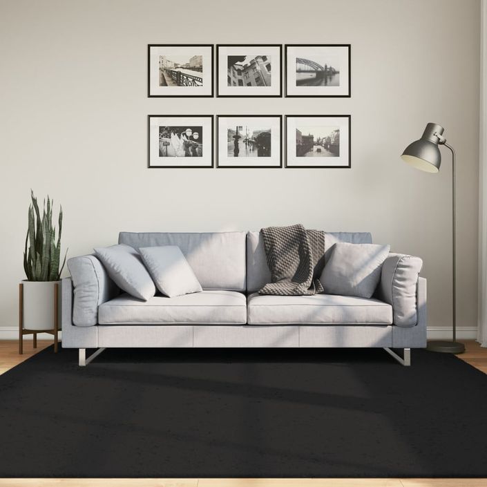 Tapis HUARTE à poils courts doux et lavable noir 200x200 cm - Photo n°2