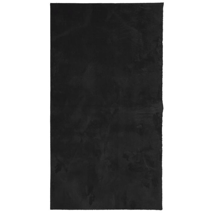 Tapis HUARTE à poils courts doux et lavable noir 60x110 cm - Photo n°1