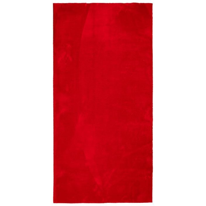 Tapis HUARTE à poils courts doux et lavable rouge 100x200 cm - Photo n°1