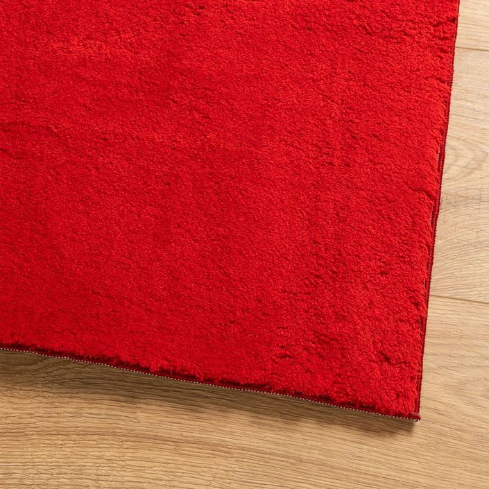 Tapis HUARTE à poils courts doux et lavable rouge 120x120 cm - Photo n°4