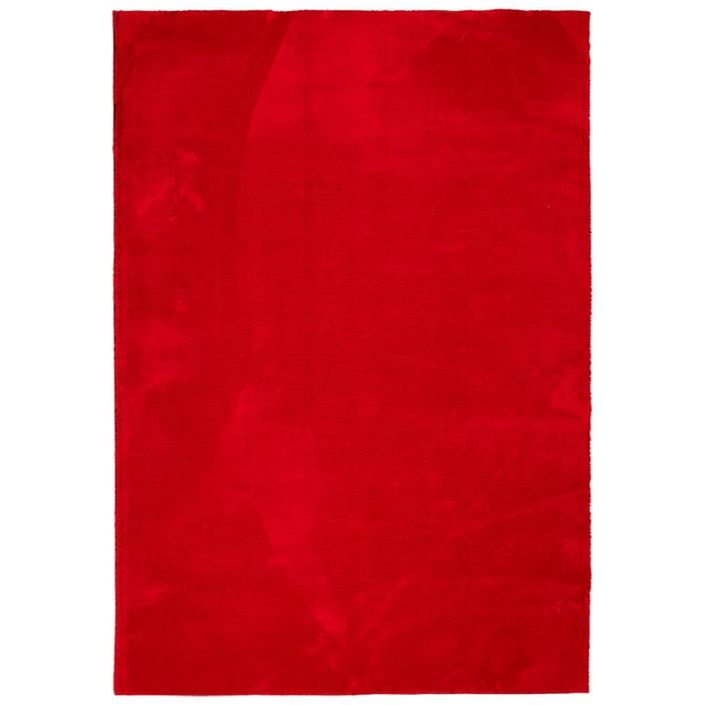 Tapis HUARTE à poils courts doux et lavable rouge 140x200 cm - Photo n°1