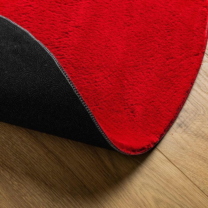 Tapis HUARTE à poils courts doux et lavable rouge Ø 160 cm - Photo n°5