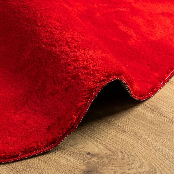 Tapis HUARTE à poils courts doux et lavable rouge Ø 160 cm - Photo n°6