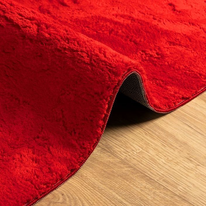 Tapis HUARTE à poils courts doux et lavable rouge 160x160 cm - Photo n°6