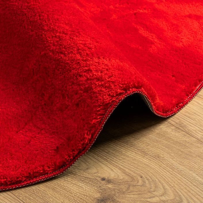 Tapis HUARTE à poils courts doux et lavable rouge Ø 200 cm - Photo n°6