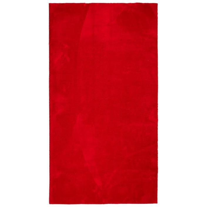 Tapis HUARTE à poils courts doux et lavable rouge 60x110 cm - Photo n°1