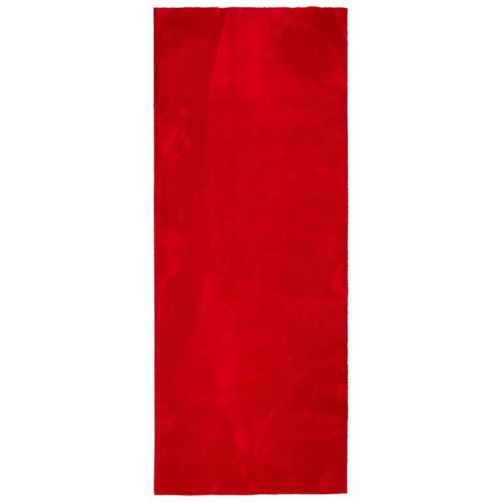 Tapis HUARTE à poils courts doux et lavable rouge 80x200 cm - Photo n°1