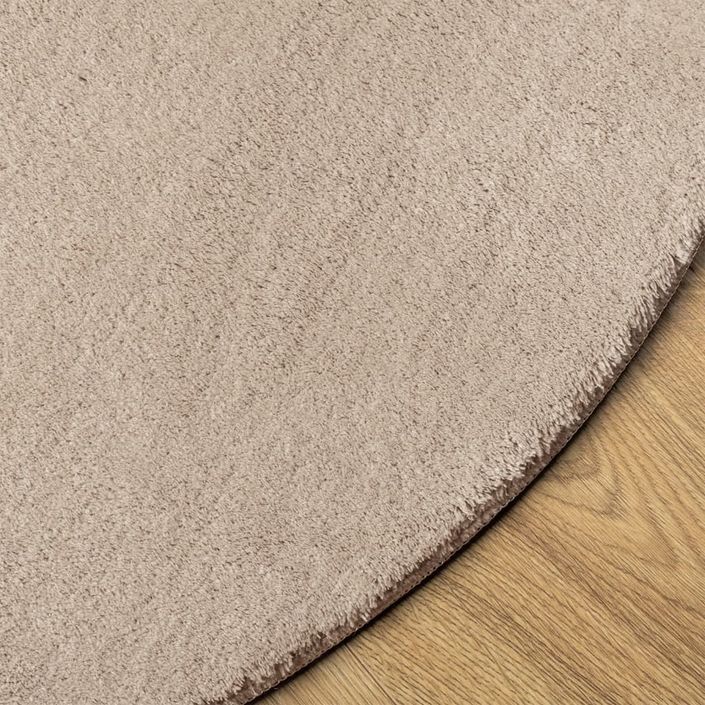 Tapis HUARTE à poils courts doux et lavable sable Ø 100 cm - Photo n°4