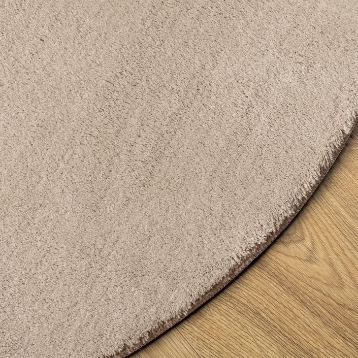 Tapis HUARTE à poils courts doux et lavable sable Ø 120 cm - Photo n°4