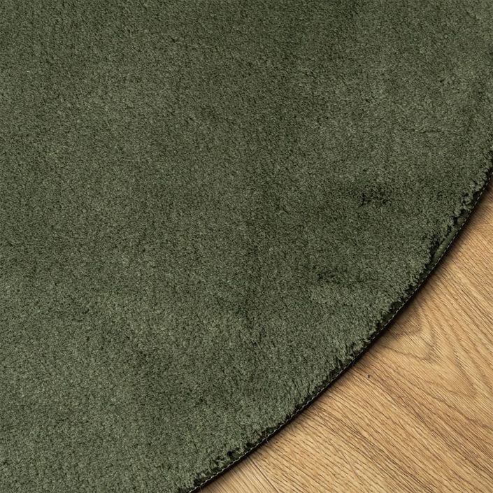 Tapis HUARTE à poils courts doux et lavable vert forêt Ø 100 cm - Photo n°4