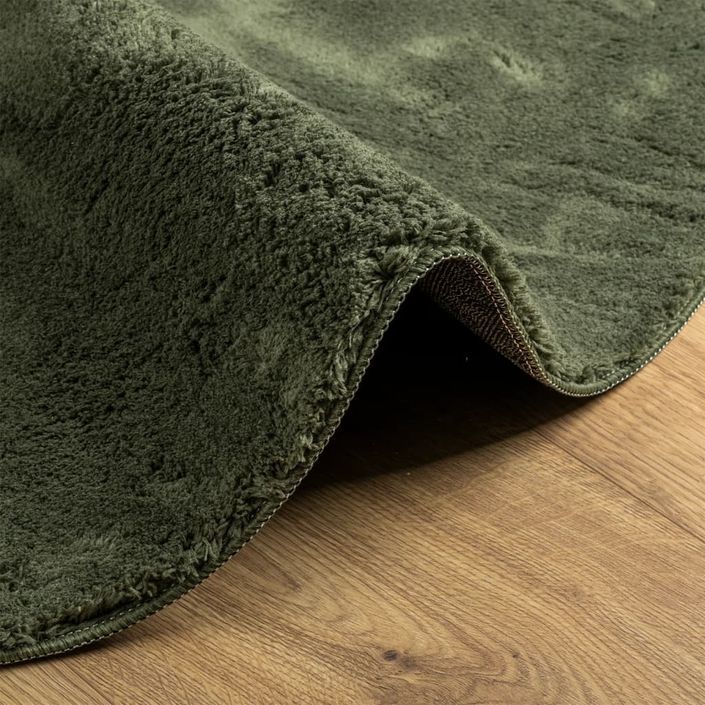 Tapis HUARTE à poils courts doux et lavable vert forêt Ø 100 cm - Photo n°6