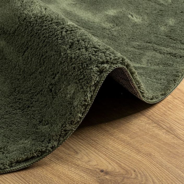 Tapis HUARTE à poils courts doux et lavable vert forêt Ø 120 cm - Photo n°6