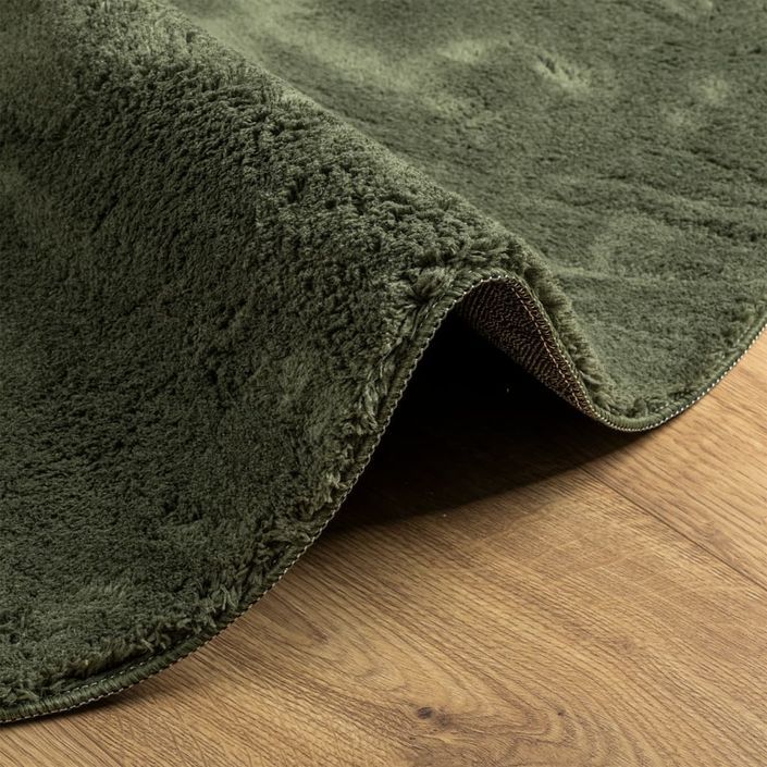 Tapis HUARTE à poils courts doux et lavable vert forêt Ø 80 cm - Photo n°6