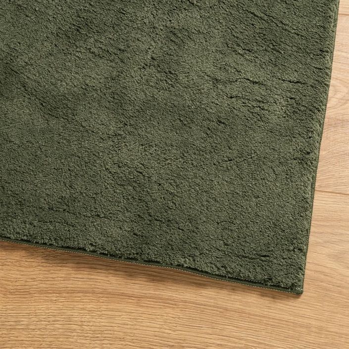 Tapis HUARTE à poils courts doux et lavable vert forêt 80x150cm - Photo n°4