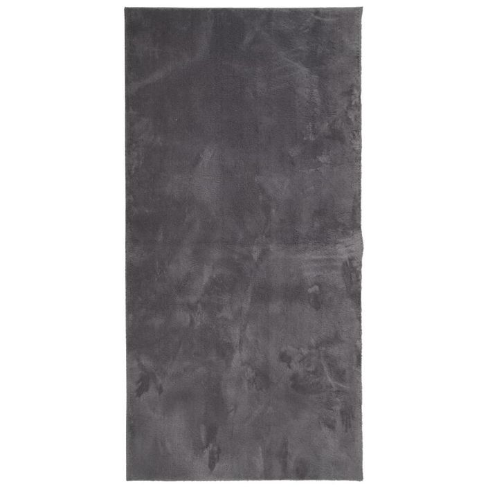 Tapis HUARTE à poils courts doux lavable anthracite 100x200 cm - Photo n°1