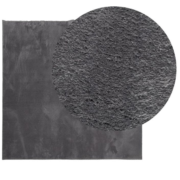 Tapis HUARTE à poils courts doux lavable anthracite 120x120 cm - Photo n°3