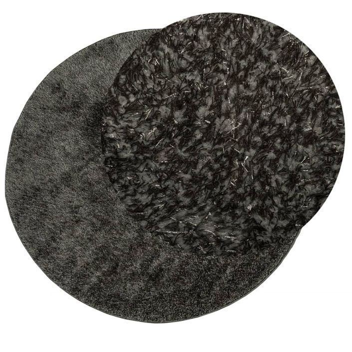 Tapis ISTAN à poils longs aspect brillant anthracite Ø 100 cm - Photo n°3