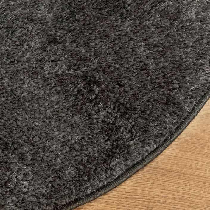 Tapis ISTAN à poils longs aspect brillant anthracite Ø 100 cm - Photo n°4