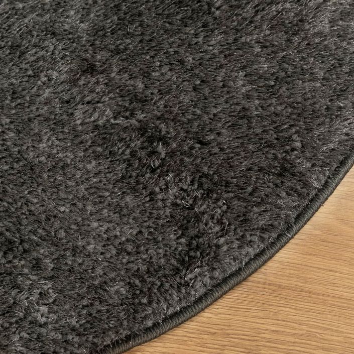 Tapis ISTAN à poils longs aspect brillant anthracite Ø 120 cm - Photo n°4