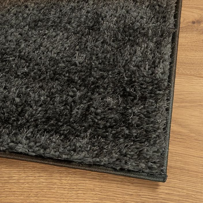 Tapis ISTAN à poils longs aspect brillant anthracite 80x150 cm - Photo n°4