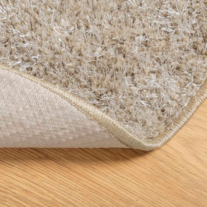 Tapis ISTAN à poils longs aspect brillant beige Ø 100 cm - Photo n°5