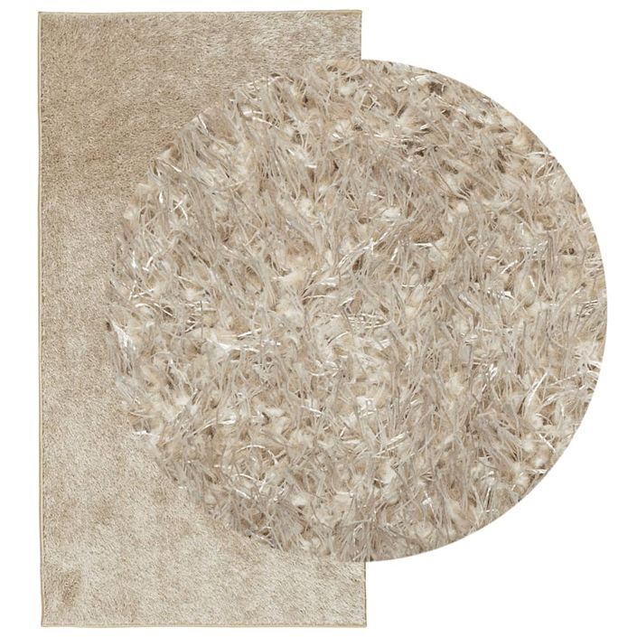 Tapis ISTAN à poils longs aspect brillant beige 100x200 cm - Photo n°3