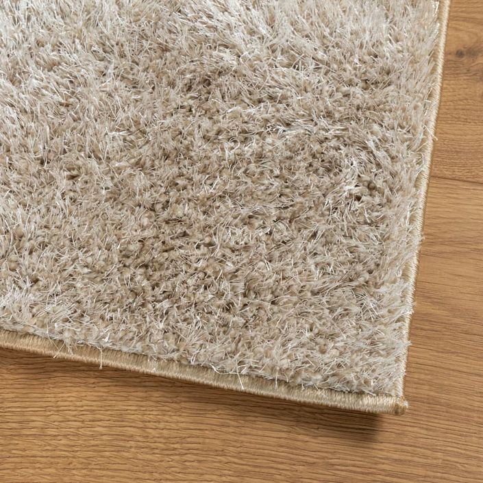 Tapis ISTAN à poils longs aspect brillant beige 100x200 cm - Photo n°4