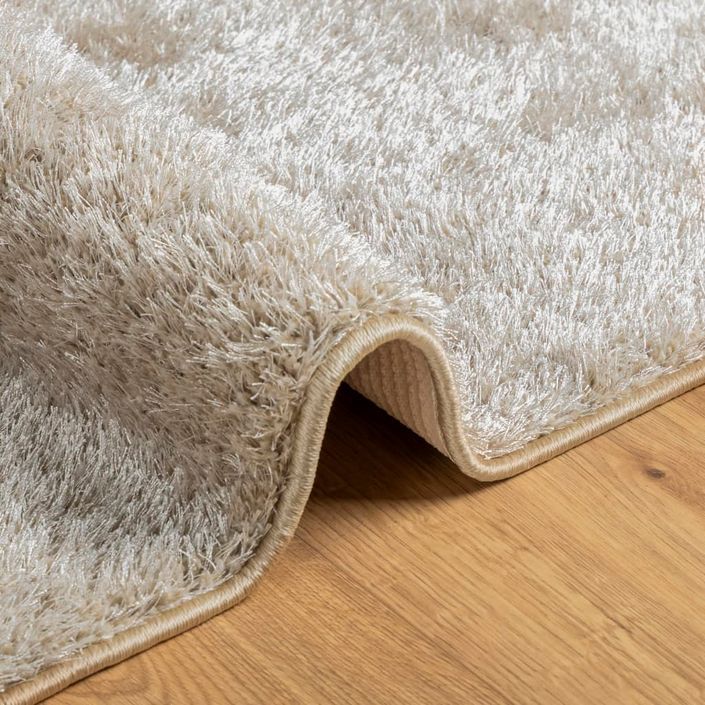 Tapis ISTAN à poils longs aspect brillant beige 100x200 cm - Photo n°6