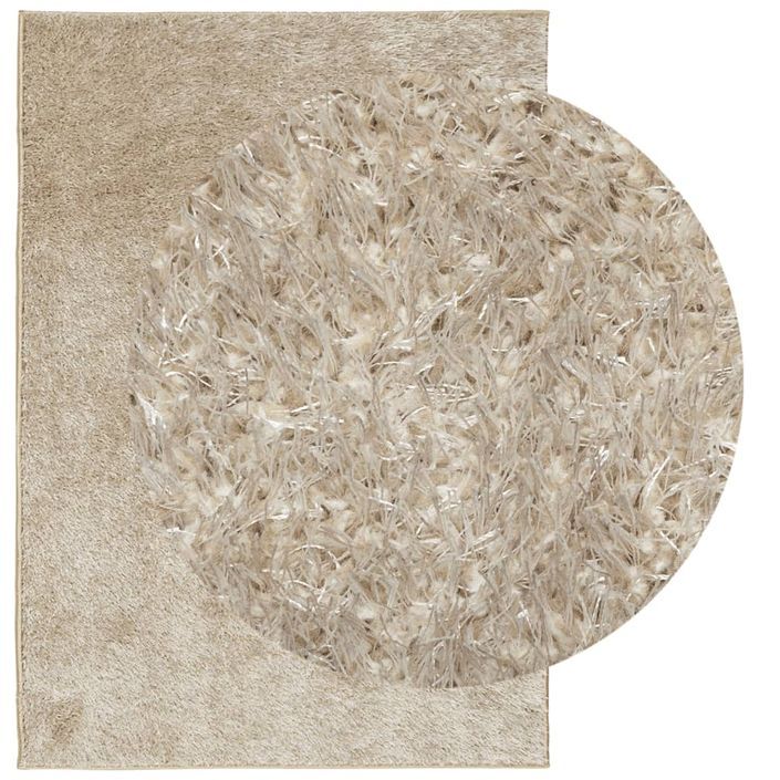 Tapis ISTAN à poils longs aspect brillant beige 140x200 cm - Photo n°3