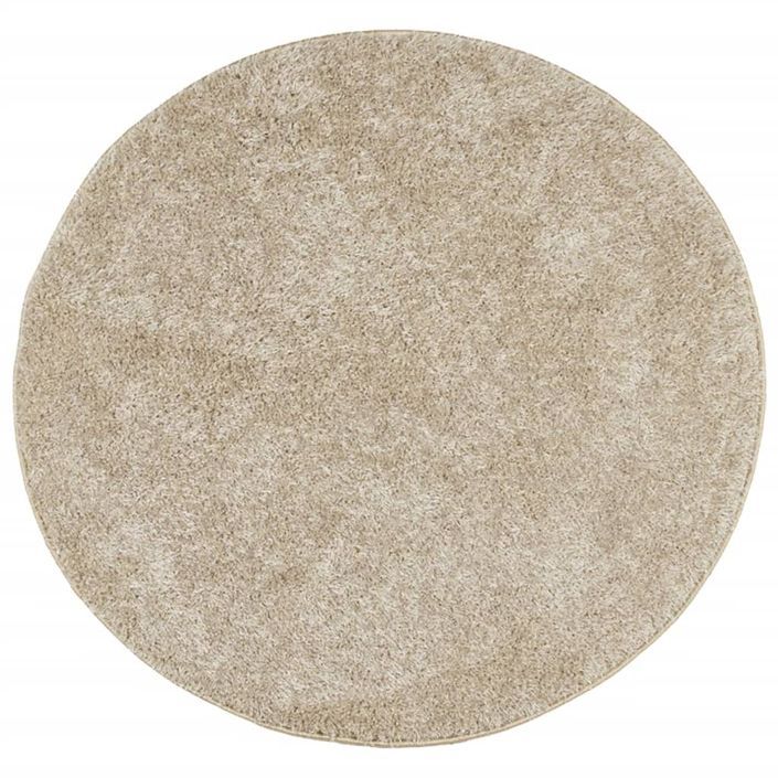 Tapis ISTAN à poils longs aspect brillant beige Ø 160 cm - Photo n°1